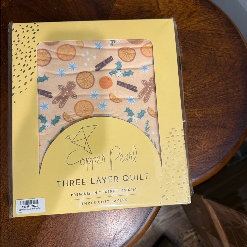 Copper Pearl Three Layer Quilt with Festive Christmas Gingerbread Print